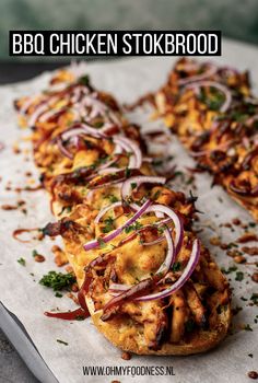 the bbq chicken stokbod is topped with onions and cilantro