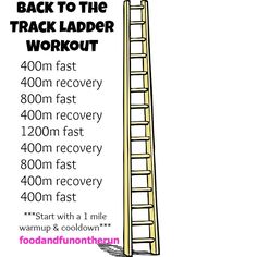 the back to the track ladder workout poster is in black and white with pink lettering