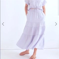 Made Of An Airy Linen Blend, This Pull-On Lavender Maxi Skirt Has Floaty Tiers And A Fun Touch Of Stripe-Play. 36" Length (Size Medium) Unlined 55% Linen, 45% Lenzing Ecovero Viscose New Without Tags Revolve Lovers And Friends Anthropology Show Me Your Mumu Tularosa Majorelle Minkpink By The Way. Lpa Privacy Please Agolde Alice + Olivia Paper Planes Free People Madewell Zara Nbd Superdown Asos Astr The Label Urban Outfitters Forever 21 H&M J.Crew Bardot Vici Line & Dot Amuse Society Reformation Casual Purple Tiered Skirt, Lavender Beach Bottoms For Spring, Casual Lavender Skirt, Lavender Skirt For Summer, Lavender Bottoms For Spring Vacation, Lavender Bottoms For Summer Day Out, Summer Lavender Tiered Skirt, Lavender Tiered Skirt For Summer, Lavender Tiered Skirt For Spring