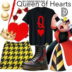 Disney Bound Outfits Villians, Disney Bounding Outfits, Bounding Outfits, Disneyland Dress, Halloween Costumes Women Scary, Disney Bound Outfits Casual, Queen Of Hearts Costume, Heart Costume