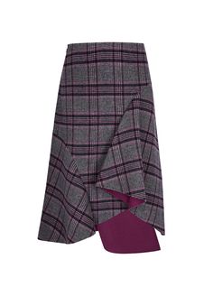 Red: 65% wool 30% nylon 5% viscose? Green: 69% wool 31% nylon Midi skirt Winter Fitted Skirt With Asymmetrical Hem, Fall Workwear Purple Skirt, Purple Skirt For Workwear In Fall, Purple Skirt For Fall Workwear, Design Board, Wool Skirt, Wool Skirts, Plaid Pattern, Korean Fashion