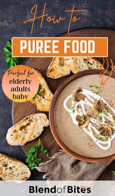 the cover of how to puree food perfect for elderly adults baby by blend of bites