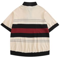 Wiaofellas - Mens Summer Short Sleeve T-Shirt Street Retro Striped Polo Shirts Loose Casual Couple 100%Cotton Japanese Tee Tops Unisex Attention:1.This Polo Shirts is Asian size,please choose 1-2 larger sizes than your normal wear.2.Asian size is 2 sizes smaller than US/UK/RU/EU/SIZE. 6.Show As the pictures: 1inch=2.54 cm Asian Size Shoulder Bust Sleeve Lenght CM CM CM CM M - 124 27 70 L - 130 28 72 XL - 134 29 74 Summer Polo Collar Top For Streetwear, Summer Streetwear Polo Collar Top, Summer Crew Neck Polo Shirt For Streetwear, Beige Collared Cotton T-shirt, Casual Striped Collared Tops, Retro Relaxed Fit Polo Collar Top, Retro Relaxed Fit Top With Polo Collar, Retro Top With Relaxed Fit And Polo Collar, Retro Beige Crew Neck Top