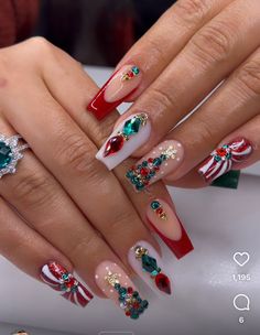 Valentine Nail Set, Nail Design Ideas 2023, 2023 Nails Ideas, Christmas Nail Designs Acrylic, Xmas Nail Designs, Beach Nail Art, Beach Nail, 2023 Nails, Punk Nails