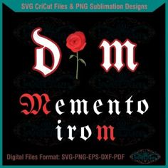 the dm logo is shown in red and black with an image of a rose on it