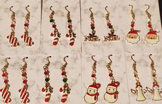 Christmas charm earrings with coordinating colored crystals in assorted styles Christmas Gift Dangle Crystal Earrings, Christmas Gift Crystal Dangle Earrings, Christmas Charm Earrings, Gold Christmas Jewelry With Charms, Bead Charm Pattern Earring Christmas, Multicolor Holiday Dangle Earrings, Snowmen Earrings, Christmas Charms, Color Crystal