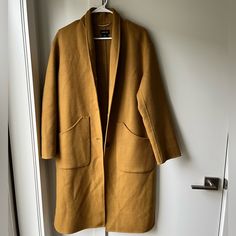 Only Worn One Time Brand New, In Mint Condition! The Coat Is Absolutely Beautiful (And So Warm!), But I Unfortunately Realized I Am Allergic To Wool So I’m Unable To Wear It. Chic Mustard Outerwear For Work, One Time, Wool Coat, Mint Condition, Jackets For Women, Jackets & Coats, Mint, Brand New, Wool