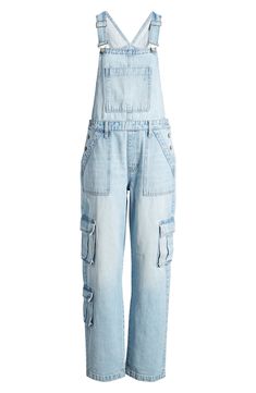 Cargo pockets and a baggy fit up the utilitarian appeal of these classic overalls cut from nonstretch denim with a light blue-wash finish. 32" inseam Square neck Adjustable buckle straps; side button closures Front slant pockets; back patch pockets; large chest patch pocket; cargo flap-patch pockets 100% cotton Machine wash, tumble dry Imported Cargo Overalls, Denim Cargo, Baggy Denim, Baggy Fits, Square Neck, Patch Pocket, Overalls, Light Blue, Nordstrom