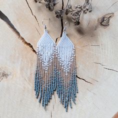 Beaded Long Earrings, Dangle Earrings, Fringe Beaded Earrings, Boho Earrings, White Gold and Ancient Turquoise Fringe - Etsy Artisan Fringe Dangle Jewelry, Artisan Dangle Fringe Jewelry, White Long Drop Jewelry With Beaded Fringe, Silver Handwoven Dangle Jewelry, Artisan White Fringe Jewelry, Artisan Beaded Fringe Drop Earrings, Artisan Drop Earrings With Beaded Fringe, White Beaded Fringe Dangle Jewelry, Artisan White Earrings With Beaded Fringe