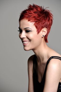 Short Hairstyle Colors Ideas, Red Short Hair Pixie, Short Red Hair Pixie, Pixie Red Hair, Red Hair Pixie Cut, Red Pixie Haircut, Short Punk Hair, Short Red Hair