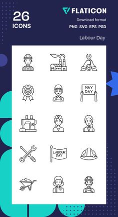 the 25 flat icon set includes icons such as labor day and labor labor labor labor labor labor