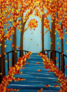 Autum Paintings On Canvas, Acrylic Autumn Paintings, Pinturas Acrilicas Cuadros Ideas, November Painting Ideas, Autumn Drawing Easy, Beginner Art Ideas, Autumn Landscape Drawing, Autumn Season Drawing, Autumn Painting Acrylic Easy