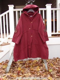 Vintage Blue Fish Clothing Barclay Patched Interlock Hooded Curve Coat Red Wine Size 2- Bluefishfinder.com Painted Patches, Circle Sleeve, Fishing Outfits, Fall Collection, Fall Collections, Winter Collection, Soft Plush, Red Wine, A Line