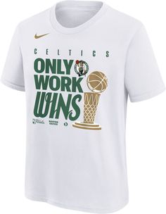 a white t - shirt with the words, only work wins and a basketball on it