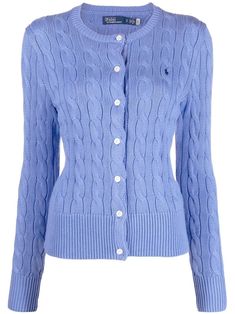 Find RALPH LAUREN Polo Pony Cable-knit Cardigan on Editorialist. blue cotton signature Polo Pony motif cable knit front button fastening round neck long sleeves straight hem ribbed trim Light Blue Cardigan, Crew Neck Cardigan, Polo Pony, Polo Ralph Lauren Women, Ralph Lauren Women, Ralph Lauren Long Sleeve, Ralph Lauren Outfits, Cable Knit Cardigan, Cotton Cardigan