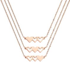 PRICES MAY VARY. ♥【MATCHING NECKLACES FOR 3】These dainty heart necklaces will make the perfect personalized, Celebrate the unique bond between you and your sisters / best friends / beautiful daughter and show them how thankful you are to have them in your life with this meaningful handmade jewelry gift. ♥【TOP QUALITY MATERIALS ONLY】Premium stainless steel with 18kt rose gold plated. It is durable and never tarnish, meticulously handcrafted from only the best materials. Because we believe that go Matching Necklaces For 3, Sister Necklaces For 2, Mountain Necklace Silver, 3 Bff, Best Friends Necklace, Friends Necklace, Bff Matching, Distance Friendship, Bff Bracelets