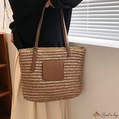 Bird in Bag - Paragraph simple still woven straw bag vacation casual women's bag PU handbag shoulder large bag Street Trends, Diy Supplies, Sewing Thread, Large Bag, Bird In Bag, Women's Bag, Straw Bag, Casual Women, Straw