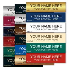 a set of four different colored business cards with your name here on one side and the other