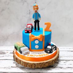 Simple Blippi Cake, Blippi And Meekah Cake, Two Tier Blippi Cake, Blippi Birthday Cake Topper, Blippi And Meekah Party, Blippi Birthday Cake, Birthday Truffles, Baptism Cake Girl