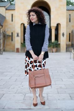 Sleeveless Sweater Outfit | French Connection Mathilde Knits Ribbed Sweater Vest | fashion | style | layers | winter style | fall style | preppy | J Crew | gingham shirt | talbots leopard print pencil skirt | Rebecca Minkoff tote | pattern mixing | lace | leather skirt | Baublebar feather earring | snow leopard print clutch | Clare V clutch | casual | jeans | J Crew tissue turtleneck | mom style Sleeveless Sweater Outfit Winter, Sleeveless Sweater Outfit, Sweater Vest Fashion, Sweater Outfit Winter, Sweater Skirt Outfit, Style Layers, Preppy Fall Fashion