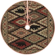 a round rug with an animal motif on it