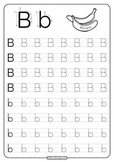 the letter b is for banana worksheet with an uppercase and lowercase