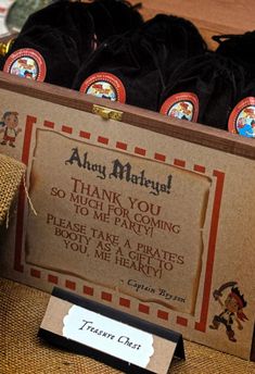 there is a sign that says thank you so much for coming to the pirates party