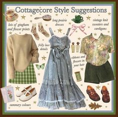 Cottage Grandma Outfit, Cottagecore Haircuts, Ghibli Core Outfit, Spring Cottagecore Outfits, Ghiblicore Outfits, Corporate Cottagecore, Cottagecore Capsule Wardrobe, Summer Cottagecore Outfits, Grandmacore Outfit