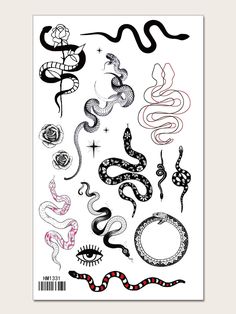 an image of snake tattoos on a white background