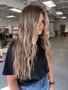 Full Highlight Brown Hair, Easy Blonde Balayage, Partial Highlights For Dark Hair With Money Piece, Dark Roots Faded To Blonde, Grown In Blonde Hair, Ashy Highlights Brown Hair, Dirty Blonde Bayalage, Toffee Blonde Hair, Dirty Blonde Brown Hair