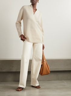 TOTEME Ribbed wool and cashmere-blend sweater | NET-A-PORTER Cashmere Blend Sweater, Net A Porter, Women Collection, Wardrobe Staples, Luxury Design, Rib Knit, Porter, Knitwear, Cashmere