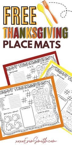 the free thanksgiving place mats for kids to print out and use in their homeschool