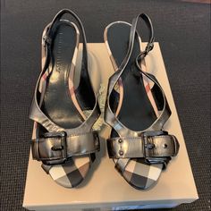 Slightly Used Burberry Sandals. Size 39. Heel 3.5 Inches. Heel Looks Like It’s Made Of Wood. Adjustable Front Buckle With 2 Settings. Adjustable Back Strap As Well. Burberry Heels Sandals, Burberry Shoes Women, Burberry Sandals, Burberry Heels, Burberry Shoes, Heels Sandals, Made Of Wood, Back Strap, Shoes Women