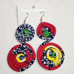 Rope Earrings, Fabric Rope, African Accessories, Wax Fabric, African Print Fabric, African Jewelry, Rope Necklace, Fabric Pattern, African Fabric