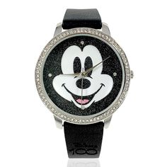 Disney 100th Anniversary Mickey or Minnie Glitter Dial Watch  Mark a century of Disney magic with this special edition watch, featuring your choice of a Mickey Mouse or Minnie Mouse design. The glitter dial adds a dash of sparkle, while the painted character design brings playful style to any look. The faux leather strap, embossed with the Disney 100th anniversary logo, makes it a timeless keepsake for any Disney aficionado.        Strap approx. 9-7/16"L x 5/8"W; fits 6" to 8" wrist     Case app Disney 100th Anniversary, Mickey Mouse Design, Anniversary Logo, Playful Style, Logo Gifts, 100th Anniversary, Disney Magic, Stone Painting, Stainless Steel Case