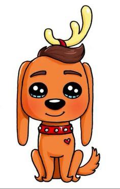 a cartoon dog with antlers on its head