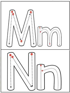 the letters m and n are made up of dotted lines, which can be used to spell