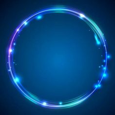 a blue circle with glowing lights around it