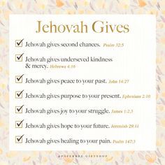 the jehovah gives prayer card with an image of flowers and leaves on it