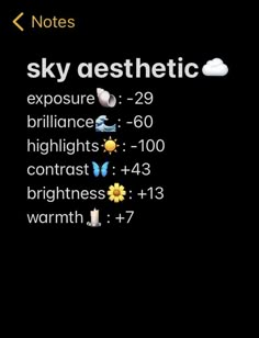 the sky aesthetic theme is displayed on an iphone's screen, and it appears to be dark