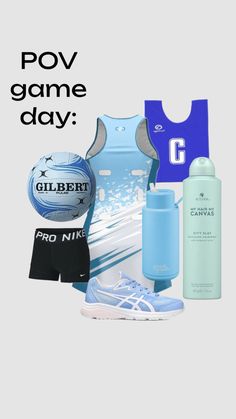 various items are displayed with the words pov game day written on one side and an image of a basketball jersey