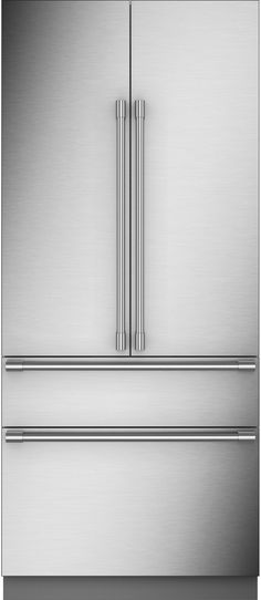 a stainless steel refrigerator freezer with two doors