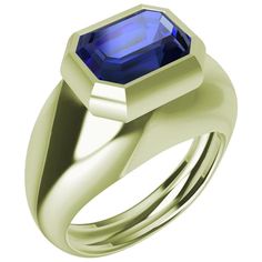 18 Karat Green Gold 2.54 Carat Blue Sapphire Sculpture Ring , Tiffany designer, Thomas Kurilla using his sculpture skills keeping it clean and simple. A ring to enjoy on as well as off. 2.54 Carat 8.1 mm x 6.32 mm emerald cut . Size 7 . This can be sized within limits of finger sizes. the design will change accordingly for the finger size. Due to the availibilty of such sapphires, this price, quality, and size of the stone may change by the time of purchase. Basically it is One -of -a -kind -rin Modern Gold Rings Gia Certified, Formal Octagon Solitaire Sapphire Ring, Formal Octagon Sapphire Solitaire Ring, Modern Emerald-cut Sapphire Ring With Polished Finish, Modern Emerald Cut Sapphire Ring With Polished Finish, Modern Gia Certified Rings For Formal Occasions, Gia Certified Modern Formal Rings, Modern Gia Certified Emerald Ring Gift, Modern Sapphire Rings Gia Certified