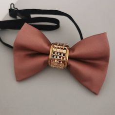 Dapper Bow Tie For Formal Father's Day, Brown Bow Suit And Tie Accessories For Party, Formal Satin Bow Tie For Father's Day, Elegant Bow Tie For Father's Day Party, Gold Bow Tie Accessories For Wedding, Gold Bow Suit And Tie Accessories For Wedding, Satin Bow Tie As Gift, Brown Satin Bow Tie For Party, Gold Bow Tie For Groom