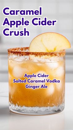 Caramel Apple Cider Crush Caramel Apple Cider Drink, Salted Caramel Vodka Apple Cider, Apple Cider Crockpot Recipe Alcohol, Drink Recipes With Caramel Vodka, Caramel Cider Cocktail, Crown Apple Drinks Recipes Fall, Autumn Fizz Cocktail, Drinks With Salted Caramel Vodka, Apple Cider And Champagne