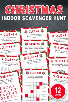 Hey, hey, hey! Searching for a fun-filled holiday activity to keep the family entertained? Look no further than our exciting Christmas Indoor Scavenger Hunt! Whether you're hosting a festive gathering or just want to add some cheer to your home, this scavenger hunt is guaranteed to bring joy and laughter to all participants. Get ready to hunt for hidden treasures and spread that holiday spirit in every nook and cranny of your home. With a variety of challenges and clues, this scavenger hunt is perfect for children and adults alike. Make this Christmas unforgettable with our Christmas Indoor Scavenger Hunt – the ultimate way to create lasting memories and bond with loved ones during the holiday season! Christmas Treasure Hunt For Adults, Adult Christmas Scavenger Hunt, Fun Christmas Games For Teens, Christmas Riddles For Adults, Treasure Hunt Clues For Adults, Scavenger Hunt Puzzles, Christmas Indoor Scavenger Hunt, Christmas Scavenger Hunt For Adults, Christmas Activities For Teens