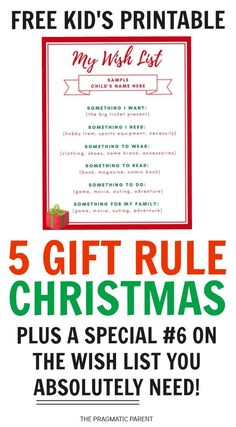 the 5 gift rules for kids to use in their christmas party, including free printables