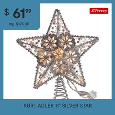 a lighted star is on display with the price tag for $ 6 99 or more