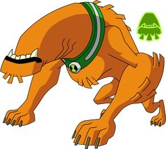 an orange dog with green collar and eyes