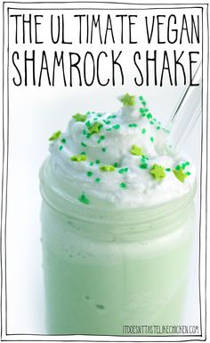 the ultimate vegan shamrock shake in a mason jar